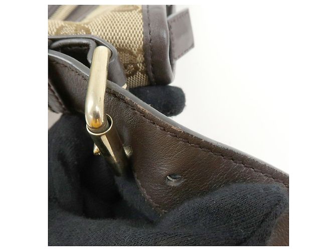Borsa a spalla e a tracolla GUCCI in tela e pelle Beige Brown 388930 - vista 7