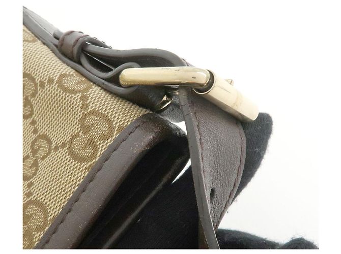 Borsa a spalla e a tracolla GUCCI in tela e pelle Beige Brown 388930 - vista 9