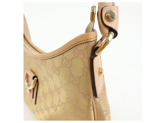 Borsa a tracolla e borsa a mano GUCCI Abbey Canvas Leather Rosa Beige 130738 - vista 14