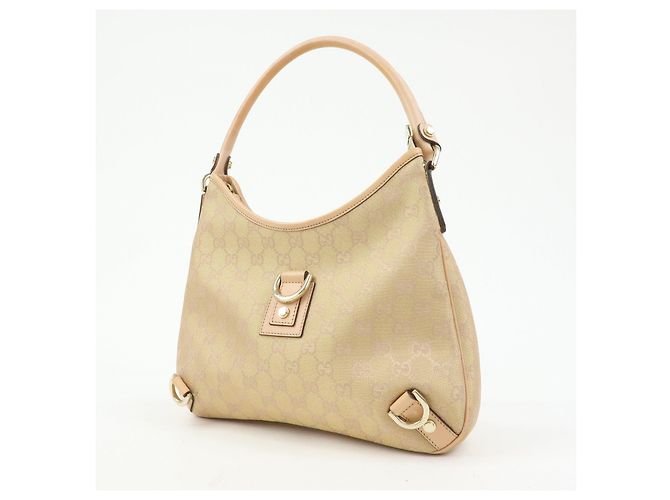 Borsa a tracolla e borsa a mano GUCCI Abbey Canvas Leather Rosa Beige 130738 - vista 3