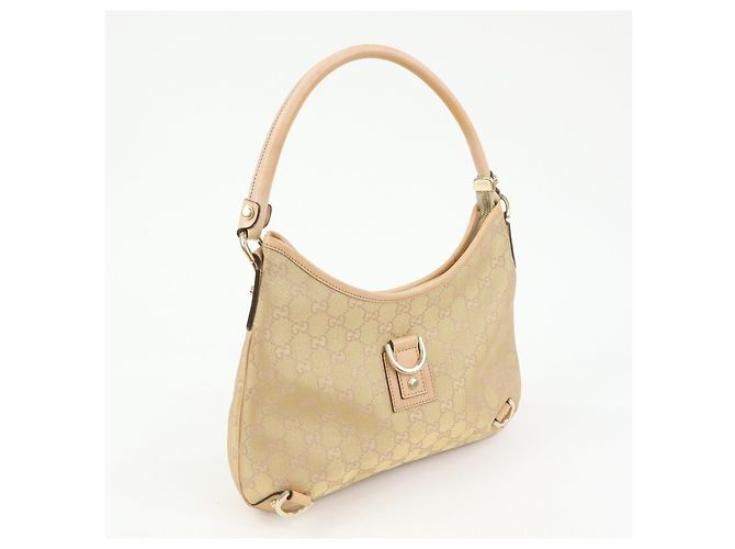 Borsa a tracolla e borsa a mano GUCCI Abbey Canvas Leather Rosa Beige 130738 - vista 4