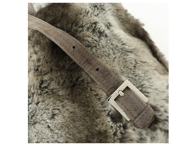 Zaino FENDI Zucca in eco-pelliccia di visone e camoscio Grigio - vista 10