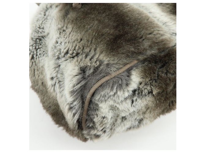 Zaino FENDI Zucca in eco-pelliccia di visone e camoscio Grigio - vista 13