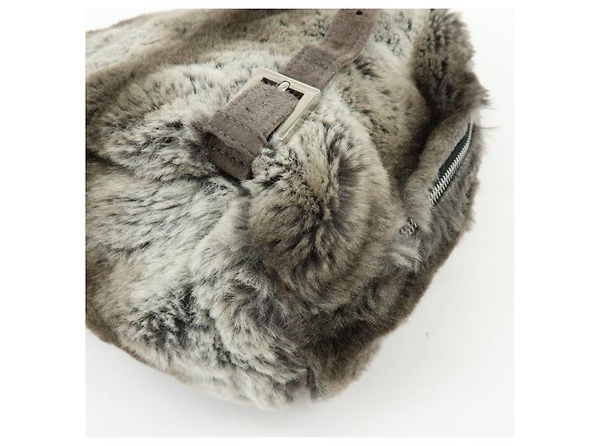 Zaino FENDI Zucca in eco-pelliccia di visone e camoscio Grigio - vista 14