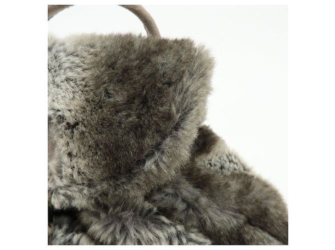 Zaino FENDI Zucca in eco-pelliccia di visone e camoscio Grigio - vista 16