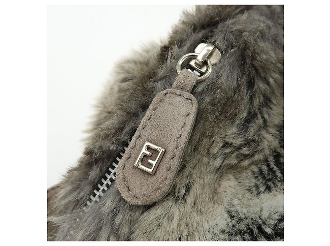 Zaino FENDI Zucca in eco-pelliccia di visone e camoscio Grigio - vista 17