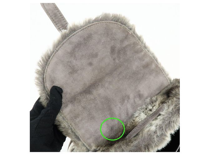 Zaino FENDI Zucca in eco-pelliccia di visone e camoscio Grigio - vista 19