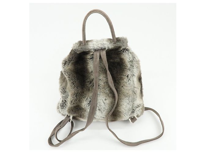 Zaino FENDI Zucca in eco-pelliccia di visone e camoscio Grigio - vista 2