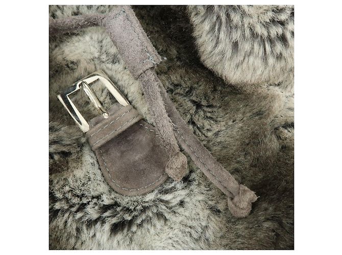 Zaino FENDI Zucca in eco-pelliccia di visone e camoscio Grigio - vista 20