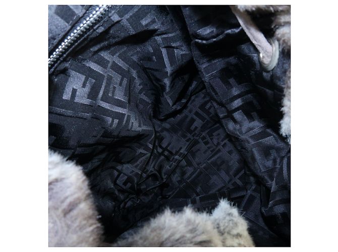 Zaino FENDI Zucca in eco-pelliccia di visone e camoscio Grigio - vista 21