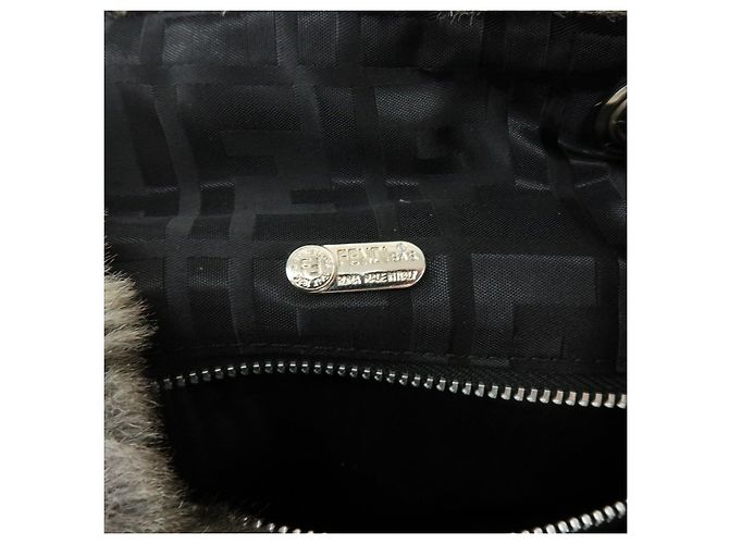 Zaino FENDI Zucca in eco-pelliccia di visone e camoscio Grigio - vista 23