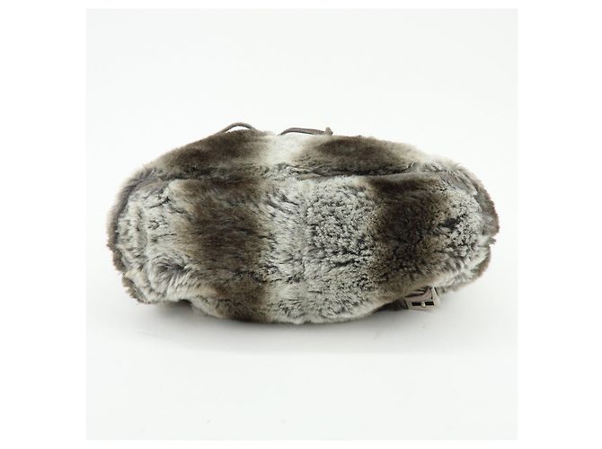 Zaino FENDI Zucca in eco-pelliccia di visone e camoscio Grigio - vista 5