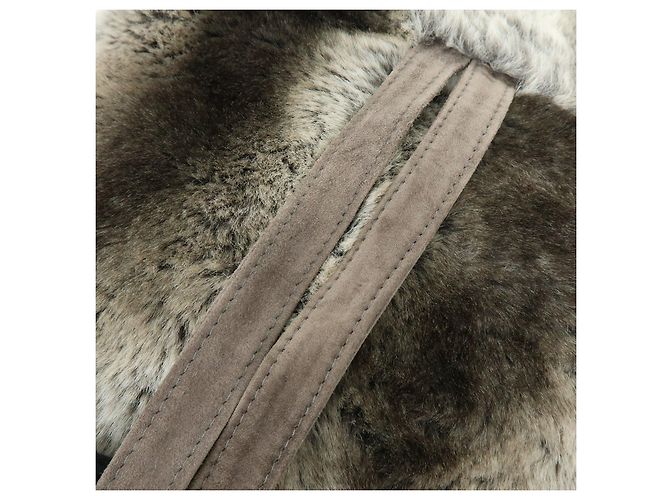 Zaino FENDI Zucca in eco-pelliccia di visone e camoscio Grigio - vista 7