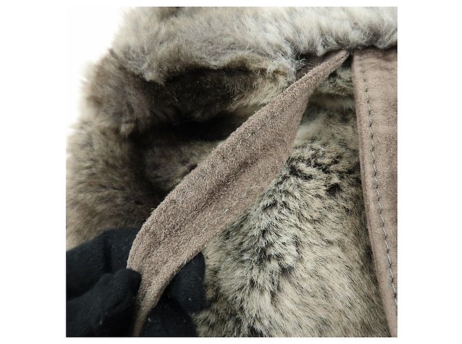 Zaino FENDI Zucca in eco-pelliccia di visone e camoscio Grigio - vista 8