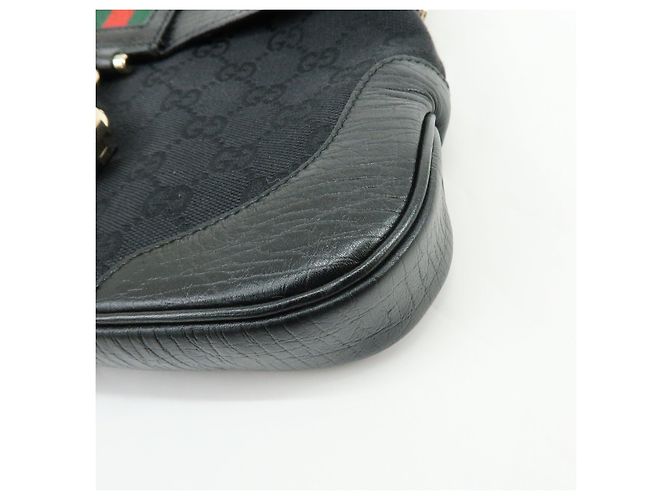 GUCCI Sherry GG Canvas Leather Shoulder Bag Hand Bag Black 130846 - vista 11