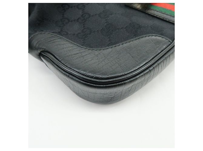 GUCCI Sherry GG Canvas Leather Shoulder Bag Hand Bag Black 130846 - vista 12