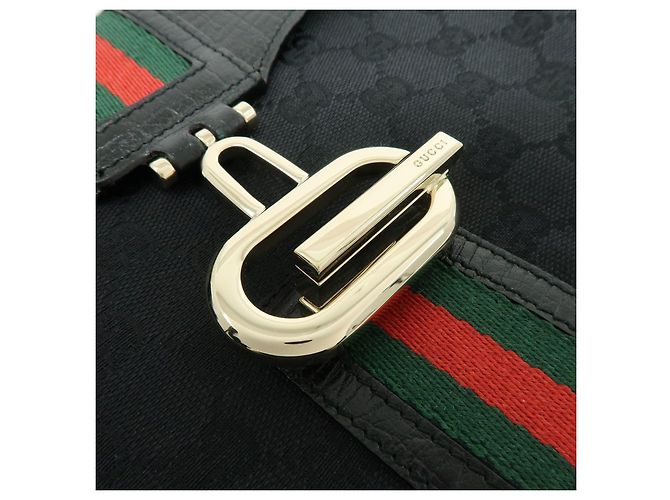 GUCCI Sherry GG Canvas Leather Shoulder Bag Hand Bag Black 130846 - vista 17