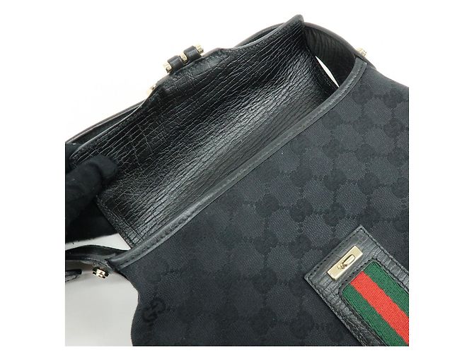 GUCCI Sherry GG Canvas Leather Shoulder Bag Hand Bag Black 130846 - vista 18