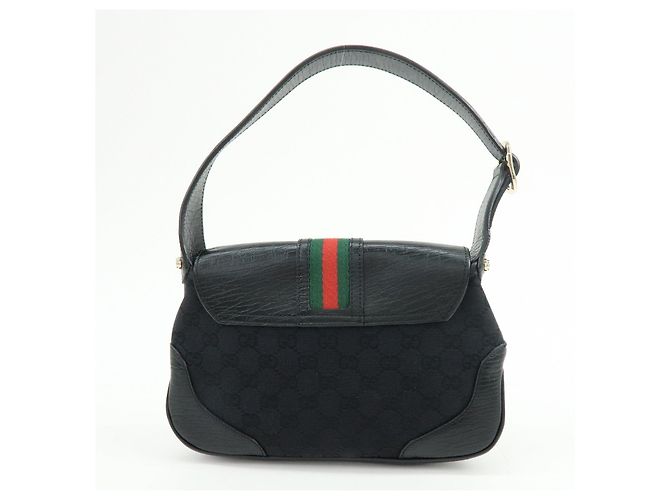 GUCCI Sherry GG Canvas Leather Shoulder Bag Hand Bag Black 130846 - vista 2