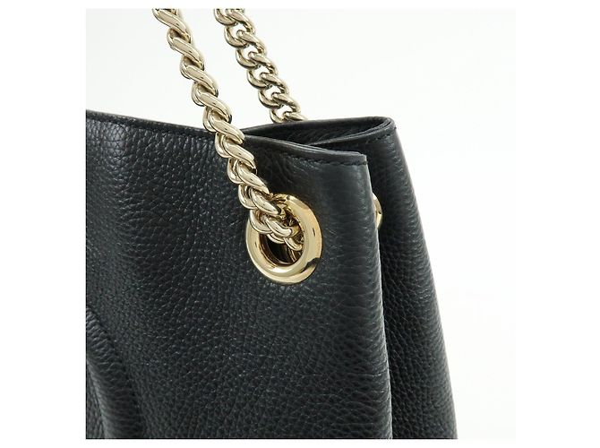Borsa a tracolla in pelle GUCCI SOHO Interlocking G Chain Nero 536196 - vista 13