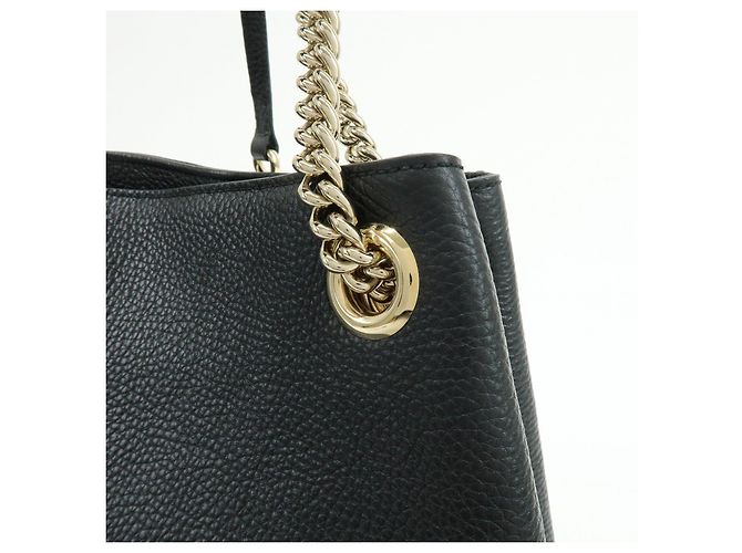 Borsa a tracolla in pelle GUCCI SOHO Interlocking G Chain Nero 536196 - vista 14