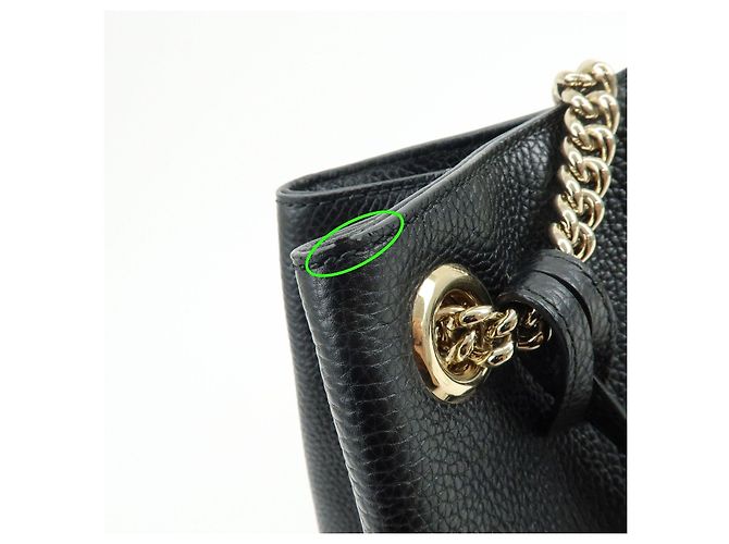 Borsa a tracolla in pelle GUCCI SOHO Interlocking G Chain Nero 536196 - vista 16