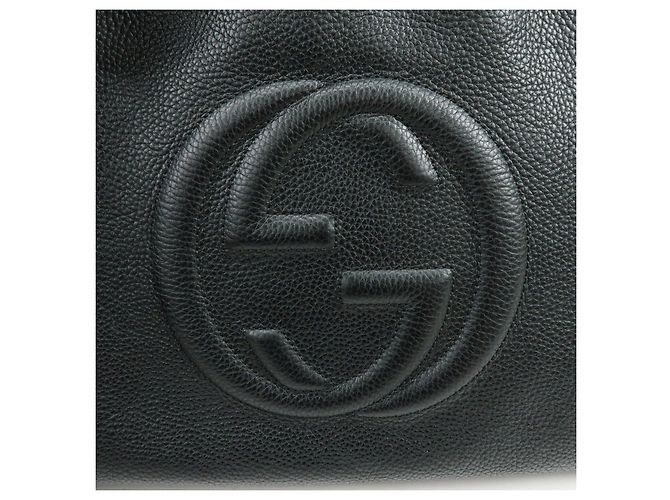 Borsa a tracolla in pelle GUCCI SOHO Interlocking G Chain Nero 536196 - vista 17