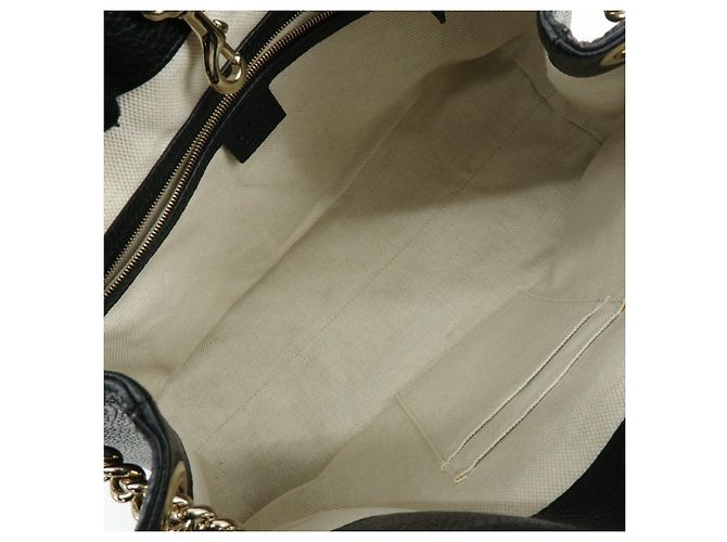 Borsa a tracolla in pelle GUCCI SOHO Interlocking G Chain Nero 536196 - vista 19