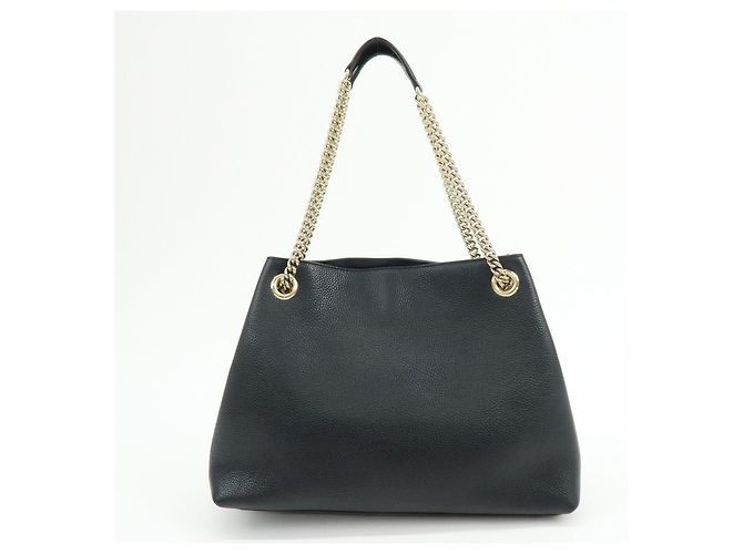 Borsa a tracolla in pelle GUCCI SOHO Interlocking G Chain Nero 536196 - vista 2