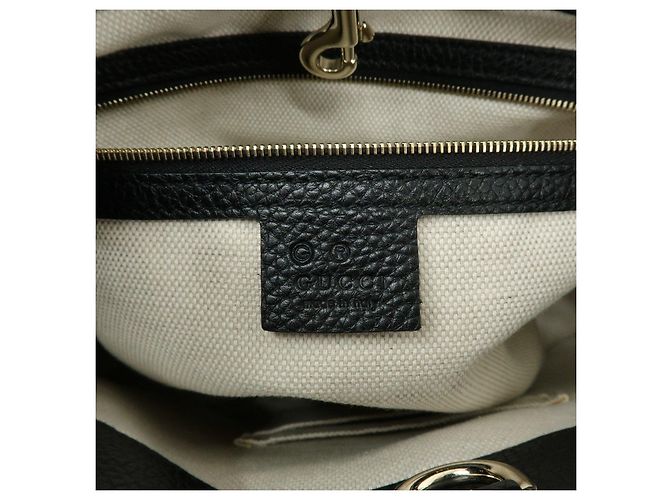 Borsa a tracolla in pelle GUCCI SOHO Interlocking G Chain Nero 536196 - vista 21