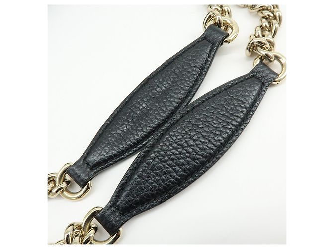 Borsa a tracolla in pelle GUCCI SOHO Interlocking G Chain Nero 536196 - vista 7