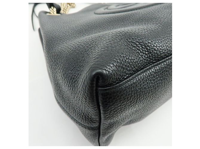 GUCCI SOHO Borsa a spalla in pelle con catena Interlocking G Nera 536196 - vista 10