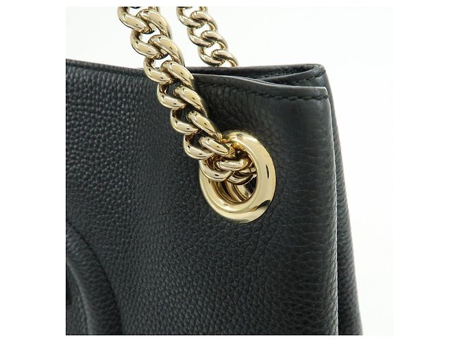 GUCCI SOHO Borsa a spalla in pelle con catena Interlocking G Nera 536196 - vista 13