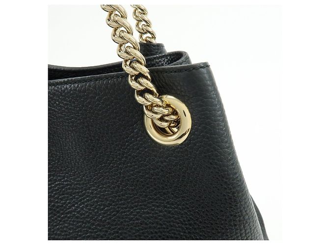 GUCCI SOHO Borsa a spalla in pelle con catena Interlocking G Nera 536196 - vista 14