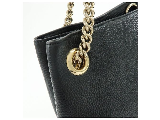 GUCCI SOHO Borsa a spalla in pelle con catena Interlocking G Nera 536196 - vista 15