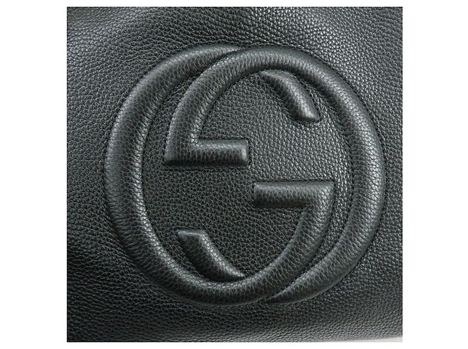 GUCCI SOHO Borsa a spalla in pelle con catena Interlocking G Nera 536196 - vista 16