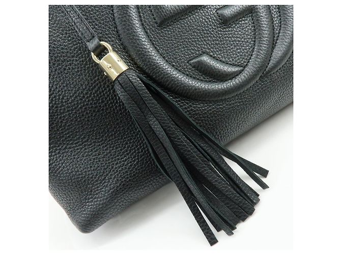 GUCCI SOHO Borsa a spalla in pelle con catena Interlocking G Nera 536196 - vista 17