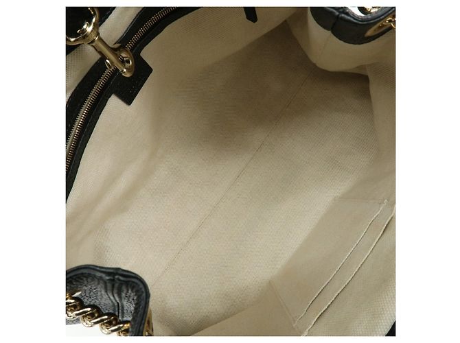 GUCCI SOHO Borsa a spalla in pelle con catena Interlocking G Nera 536196 - vista 18