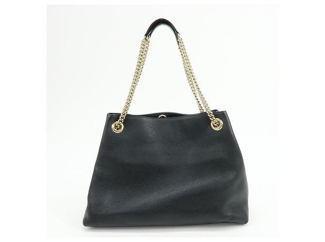 GUCCI SOHO Borsa a spalla in pelle con catena Interlocking G Nera 536196 - vista 2