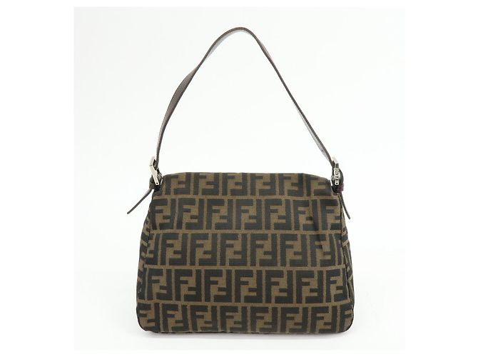 FENDI Mamma Baguette Borsa a tracolla in tela Zucca e pelle Marrone 26325 - vista 2