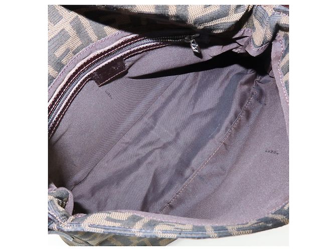 FENDI Mamma Baguette Borsa a tracolla in tela Zucca e pelle Marrone 26325 - vista 22