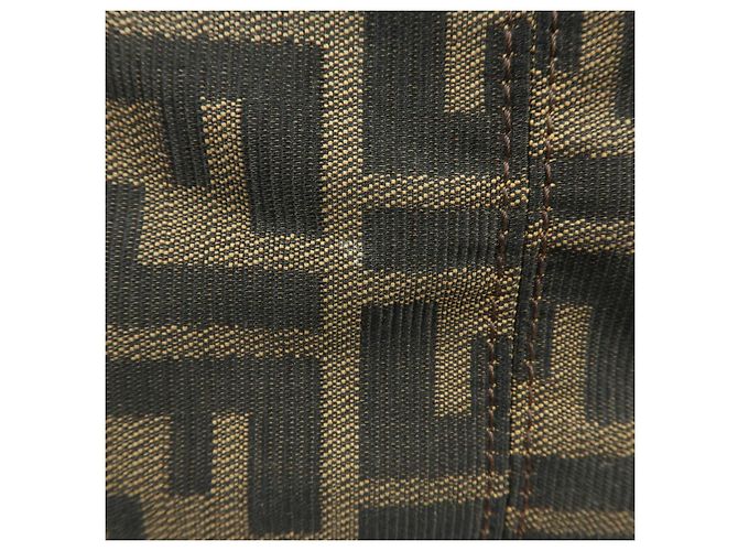 FENDI Mamma Baguette Borsa a tracolla in tela Zucca e pelle Marrone 26325 - vista 6