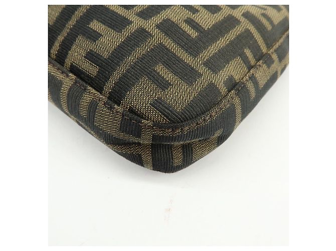 FENDI Borsa a spalla e borsa a mano in pelle e tela Zucca Nero e Marrone 26569 - vista 12