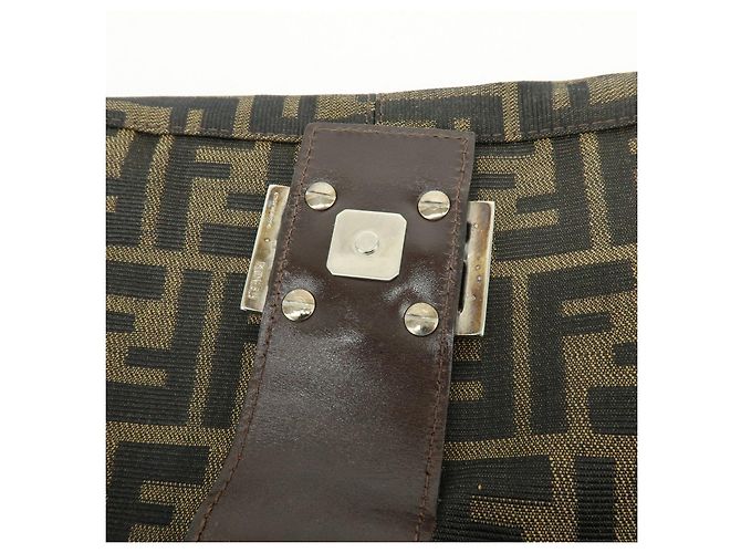 FENDI Borsa a spalla e borsa a mano in pelle e tela Zucca Nero e Marrone 26569 - vista 18