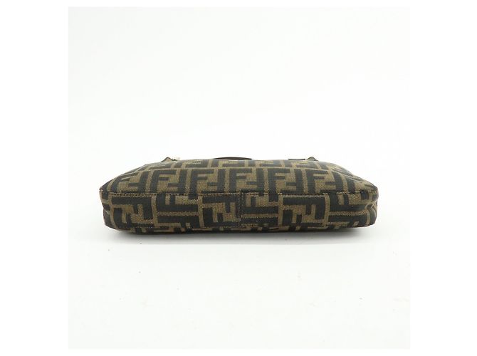 FENDI Borsa a spalla e borsa a mano in pelle e tela Zucca Nero e Marrone 26569 - vista 5