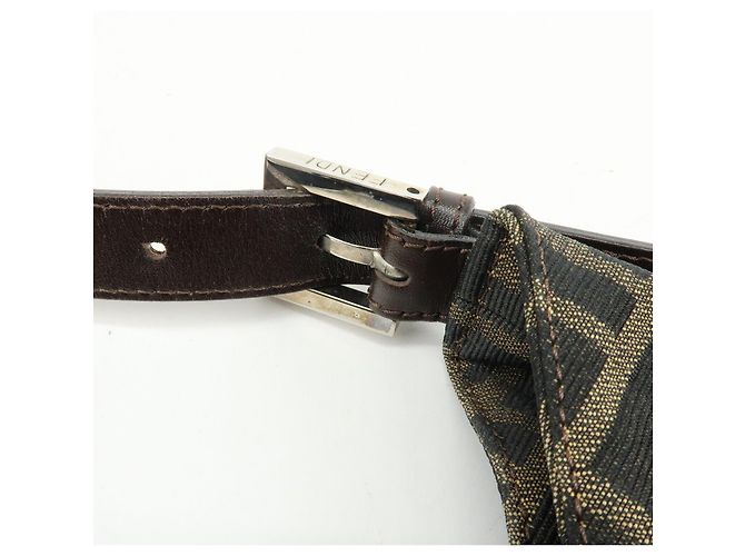 FENDI Borsa a spalla e borsa a mano in pelle e tela Zucca Nero e Marrone 26569 - vista 9