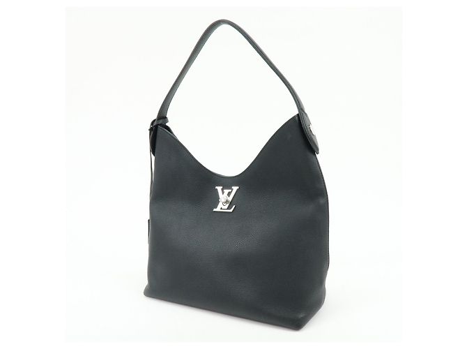 Louis Vuitton Lockme Hobo Borsa a Spalla e a Mano in Pelle Noir M52776 - vista 3