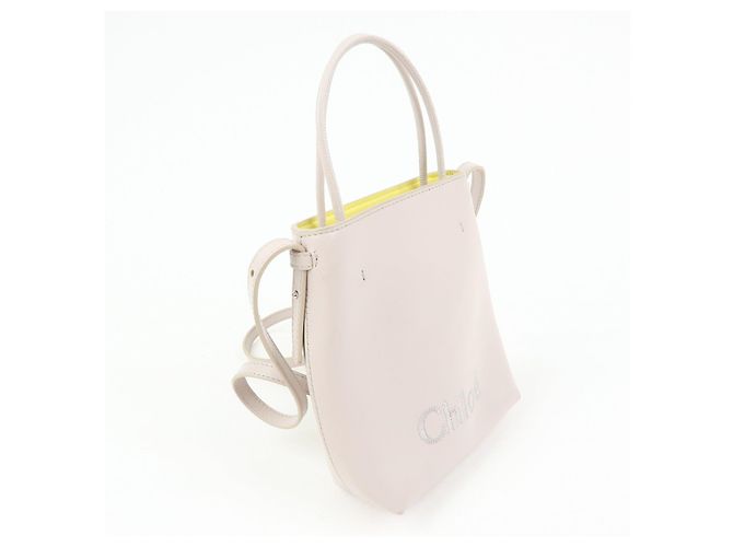 Chloé Chloe Sense Micro Leather 2Way Bag Borsa a Tracolla Borsa a Mano Pink Beige - vista 4