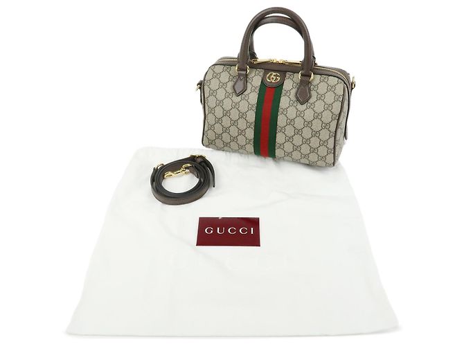 GUCCI Ophidia Sherry GG Supreme Leather 2Way Boston Bag 772061 - vista 12