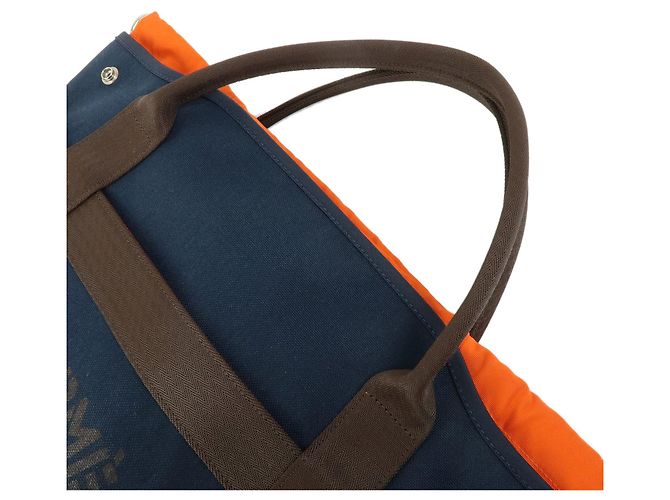Hermès HERMES Sac de Pansage Groom Canvas 2Way Tote Hand Bag Navy Brown - vista 4